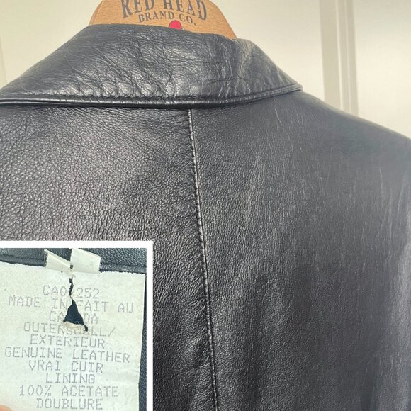 Vintage Black Leather Blazer: 90s Retro Jacket - Picture 9 of 11